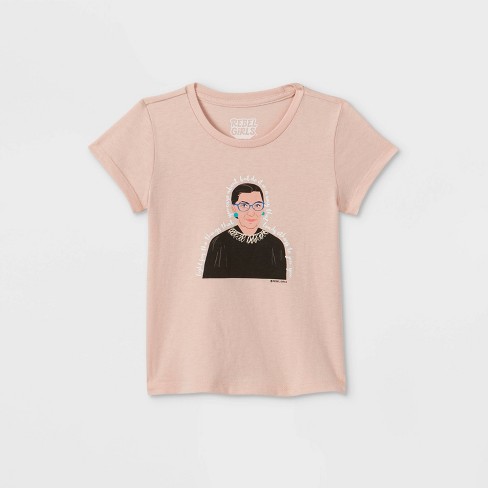 Toddler Girls' Ruth Bader Ginsburg Short Sleeve T-Shirt - Light Pink - image 1 of 2