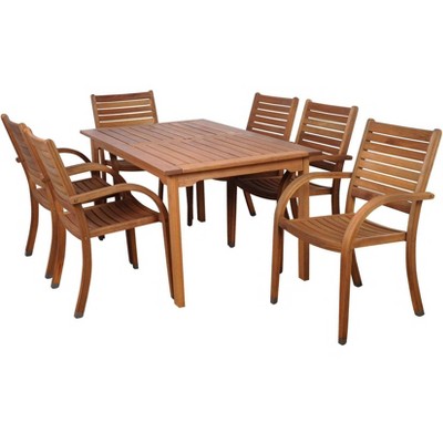 Arizona 7pc Patio Eucalyptus Wood Dining Set - International Home Miami