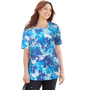 Catherines Women's Plus Size Petite Suprema Ultra-Soft Scoopneck Tee - 1 of 4