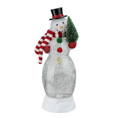 Ganz 12.5" Color Changing LED Lighted Swirling Snowman with Tree Christmas Snow Globe Glittering Snow Dome