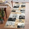 Acekool 5x7 Machine Washable Abstract Geometric Area Rug, Non-Slip, Low Pile, Non-Shedding Brown Carpet for Living Room, Bedroom - 2 of 4