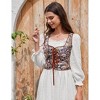 Women's Floral Corset Tops Vintage Renaissance Lace Up Drawstring Crop Top Bustiter - 4 of 4