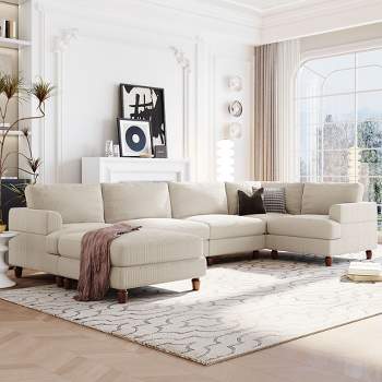 101.2" Modular Sectional Sofa with Ottoman, L-Shaped Corner Sectional Sofa for Living Room-ModernLuxe