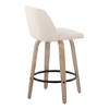 26" Contemporary 360¡ã Swivel Counter Stools with Bent Wood Legs, Padded Upholstered Seat, and Round Footrest (Set of 2) for Kitchen - 4 of 4