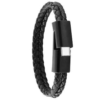 ERCKO Leather Cable Bracelet Type C - Black, Large