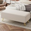 38.4 Inch Storage Bench, Upholstered End Of Bed Bench Ottoman, Corduroy Footrest Stool With Metal Legs, Entryway Ottoman Bench for Living Room - 3 of 4