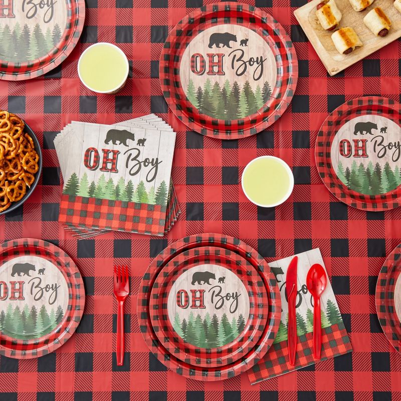 Sparkle and Bash 194-Piece Lumberjack Oh Boy Baby Shower Decorations - Buffalo Plaid Party Supplies, Serves 24, 3 of 10
