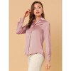 INSPIRE CHIC Women's Elegant V Neck Long Sleeve Office Work Satin Shirt - 2 of 4