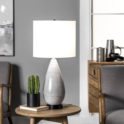 Columbus 27" Gray Glass & Metal Mid-Century Table Lamp