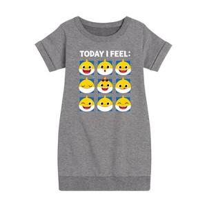 Girls' - Baby Shark - Today I Feel Graphic Short Sleeve Fleece Dress - 1 of 4