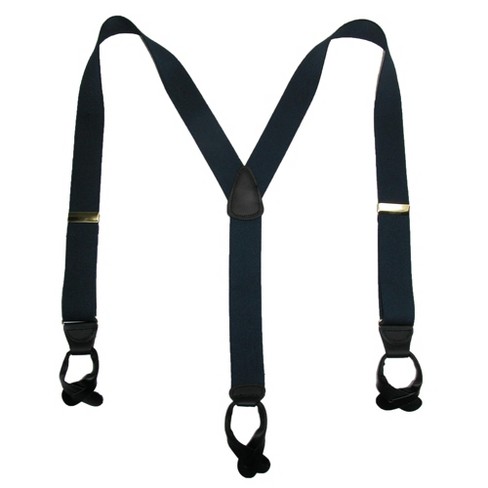CTM Men's Elastic Button-End Y-Back Suspender with Bachelor Buttons, Navy
