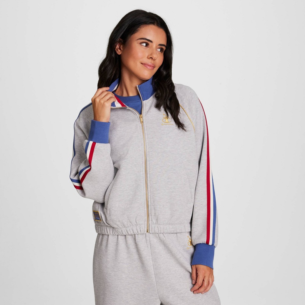 champion women's gold medal game day full zip top - heather gray l