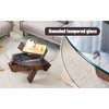 Okak Modern Circular Glass Coffee Table, Small Distinctive Design Tea Table Wood Legs for Living Room Reception Office Farmhouses - 3 of 4