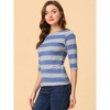INSPIRE CHIC Women's Stripes Casual Basic Elbow Sleeves Boat Neck Slim Fit T-Shirts - 3 of 4