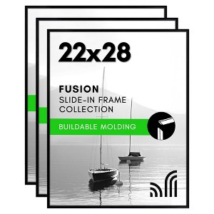 Americanflat 22x28 Poster Frame with Polished Front Cover - Set of 3 - Slide-In Photo Frame with Buildable Molding - Fusion Collection - Picture - 1 of 1