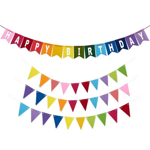 Kids Unicorn Bunting Happy Birthday Banner Child Party Decor Hanging Flags RE 