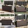 Outdoor Garden Deck Box, PE Rattan Wicker Patio Large Storage Box with Handles and Wheels, 110 Gallon, for Patio Furniture, Garden Tools, Brown - 3 of 4