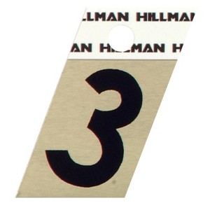 Hillman 1.5 in. Reflective Black Aluminum Self-Adhesive Number 3 1 pc (Case of 6) - 1 of 1