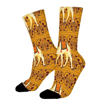Camels Women Printed Crew Socks Funny Funky Socks Soft Polyester Novelty Gifts for Artists Men
