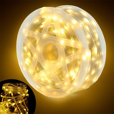 SYNCFUN 600 LED 197 FT Christmas Tree String Lights Outdoor, PVC Clear Wire String Lights with 8 Modes Timer, with Reel for Xmas Indoor Outdoor Decor