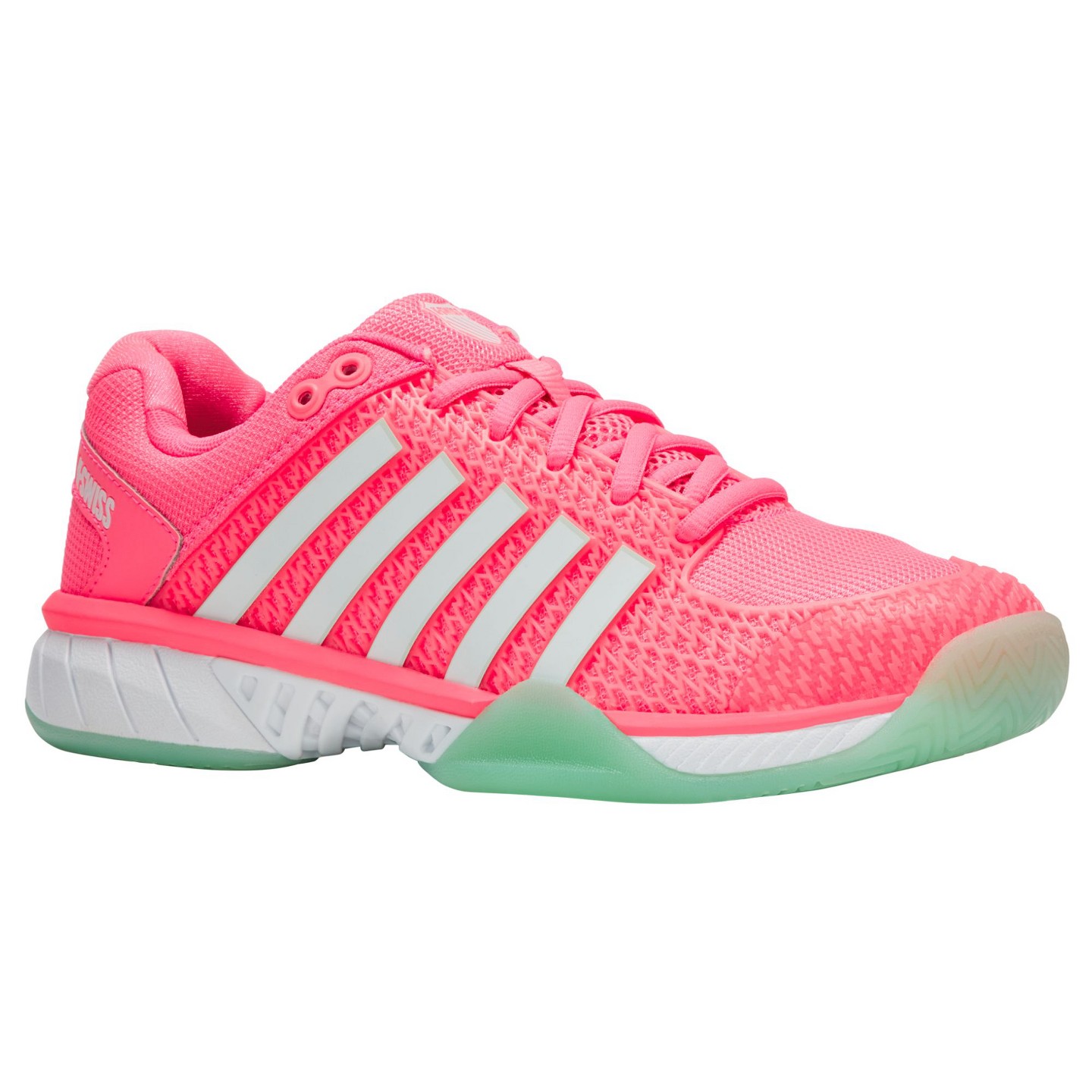 Женские кроссовки K-Swiss Express Light Pickleball Shoe (Neon Pastel Pink/Neon Mint/White), цвет: Розовый — фото 2