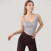 Anna-Kaci Active Women's Ribbed Knit Square Neck Tank Top with Wide Straps - 3 of 4