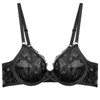 Clotth Women's Comfortable Bra - Floral Lace-Trimmed Steel-Support Push, Push Up Everyday Bras Lingerie, Black - 4 of 4