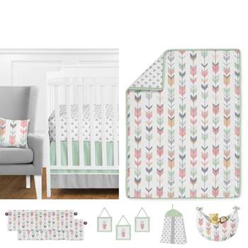 Sweet Jojo Designs Crib Bedding Set - Mod Arrow - Coral/Mint 11pc
