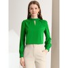 INSPIRE CHIC Women's Office Keyhole Elegant Stand Collar Long Sleeve Back Neck Button Blouse - 2 of 4