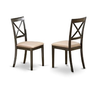 East West Furniture,Boston X-Back dining chair with Faux Leather Fabric Seat Set of 2 - 1 of 3