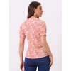 Allegra K Women's Ruffle Tie V-Neck Casual Smocked Short Sleeve Floral Top - 4 of 4