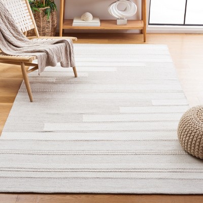 Ivory and Beige Handmade Flatweave Kilim Rug