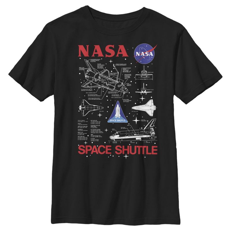 Boy's NASA Space Shuttle Schematic Details T-Shirt, 1 of 5