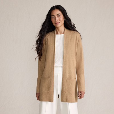 Lands' End Women's Cotton Half Milano Open Cardigan Sweater