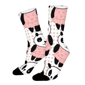 Panda Cute Pattern Women Printed Crew Socks Funny Funky Socks Soft Polyester Novelty Gifts for Artists Men - 1 of 1