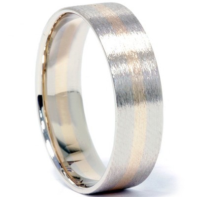 Pompeii3 Brushed Two Tone Wedding Band 14K Gold