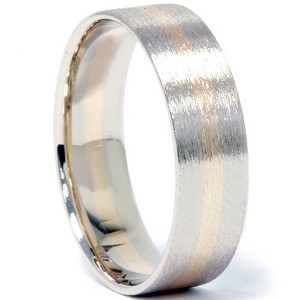 Pompeii3 Brushed Two Tone Wedding Band 14K Gold - 1 of 4