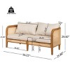 Outdoor Rattan Loveseat with Acacia Wood Frame,Modern 2-Seat Patio Sofa with Cushions,Curved Armrest Bench for Porch or Garden-Coolbibila - 4 of 4