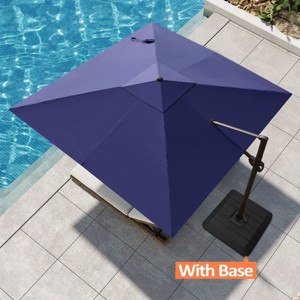 Pellebant 10.5FT Square Cantilever Umbrella Outdoor 360 Degree Rotation Offset Umbrella 6 Heights Adjustable with Base - 1 of 4