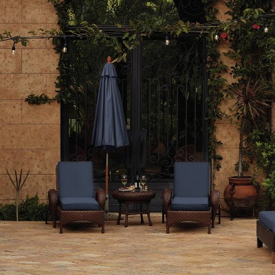 Heather Indigo Blue Water-Resistant Patio Lounge Back Cushion