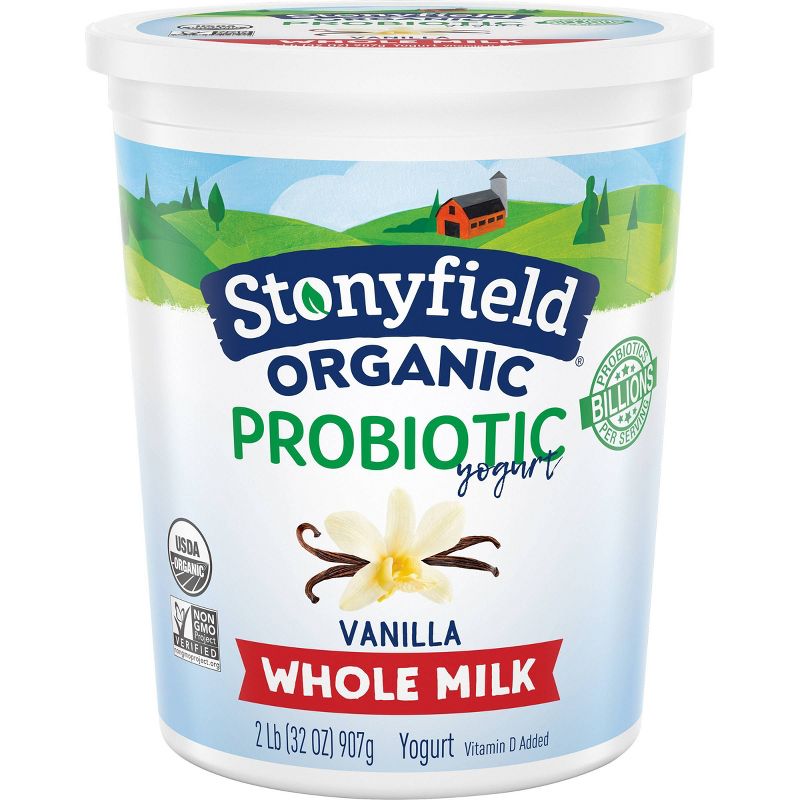 Stonyfield Organic Probiotic Vanilla Whole Milk Yogurt - 32oz, 1 of 11