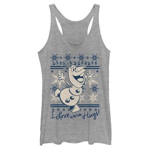 Women's Frozen Christmas Warm Hugs Racerback Tank Top - 1 of 3