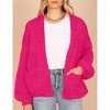 Coolmee Women's Open Front Chunky Knit Cardigan Loose Lantern Long Sleeve Oversized Sweater Coats with Pocket - 4 of 4