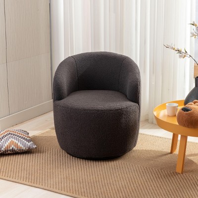 360° Swivel Chair, Soft Touch Modern Teddy Tiny Upholstered Barrel Varity Sofa for Living Room, Bedroom, Indoor Furniture - The Pop Home