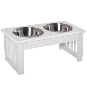 6" Height Small Puppy Dog Feeding Station for Messy Pets, Stainless Steel Elevated Dog Bowls, Dog Food Stand Pet Feeding Station - 1 of 4