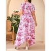 Coolmee Women's Plus Size Summer Floral Dresses Wrap V Neck Casual  Short Sleeve A-Line Midi Sundress - 4 of 4