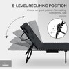 DOMETOUR Folding Chaise Lounge Set, 5-Level Reclining Chair with Padded Seat, Side Pocket & Headrest for Beach, Yard, Patio, Black - 2 of 4