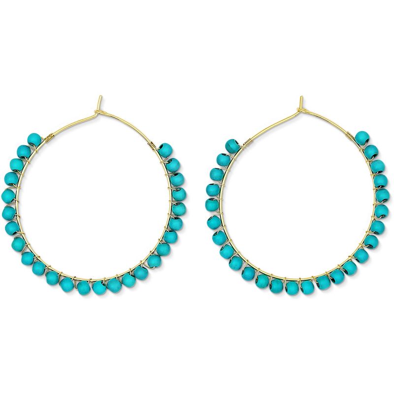 Benevolence LA Beaded Hoop Earrings, Turquoise Earrings for Women Natural Stone Hoop Earrings, 1 of 8
