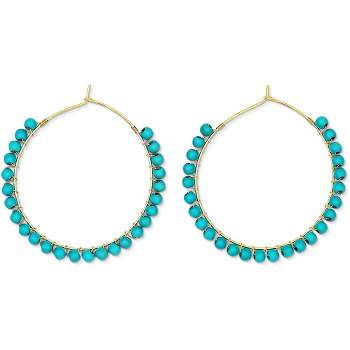 Benevolence LA Beaded Hoop Earrings, Turquoise Earrings for Women Natural Stone Hoop Earrings