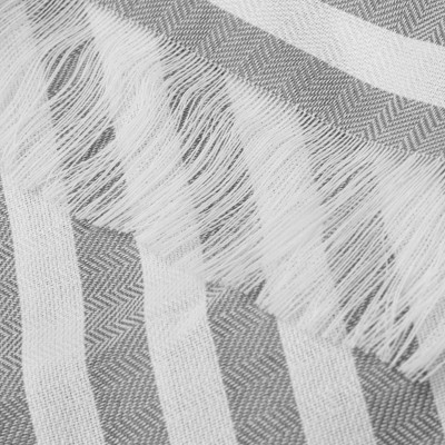 Zenna Home Grey Striped Polyester Shower Curtain with Fringe